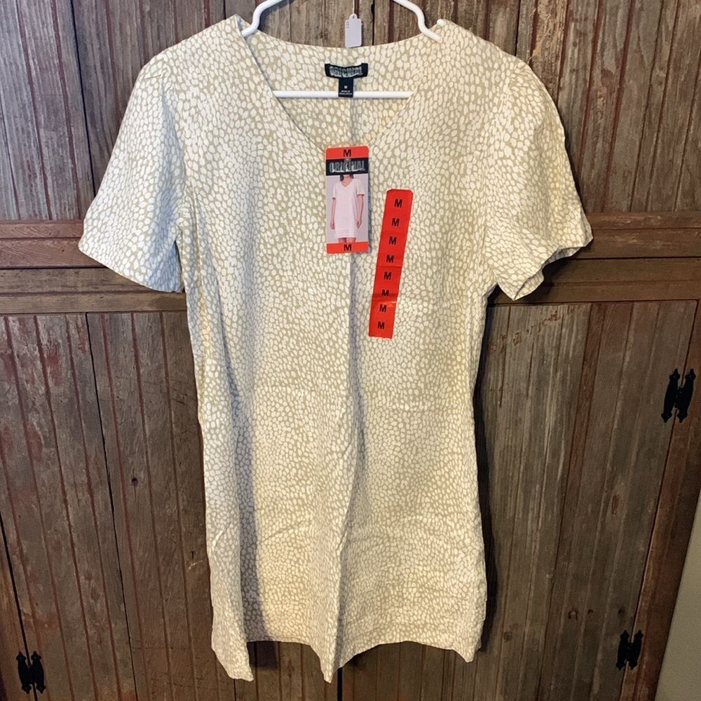 Women’s NWT Original Nicole Miller White Cream Dalmatian Print Mini Dress M